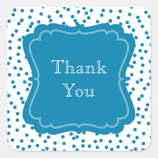 Aqua Confetti Dots Quadratischer Aufkleber (Vorderseite)