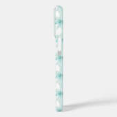 Aqua Coquette Bögen auf gestreiftem monogrammierte Case-Mate iPhone Hülle (Rückseite / Links)