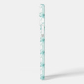 Aqua Coquette Bögen auf gestreiftem monogrammierte Case-Mate iPhone Hülle (Rückseite / Links)