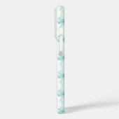 Aqua Coquette Bögen auf gestreiften Monogrammen Case-Mate iPhone Hülle (Rückseite / Links)