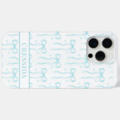 Aqua Coquette Bows Monogrammiert Case-Mate iPhone Hülle (Rückseite (Horizontal))