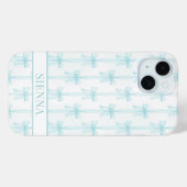 Aqua Coquette Schleifen gestreift monogrammiert Case-Mate iPhone Hülle (Rückseite (Horizontal))