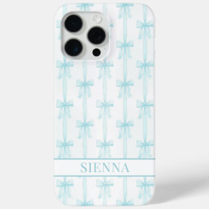 Aqua Coquette Schleifen gestreifte Monogramm Case-Mate iPhone Hülle