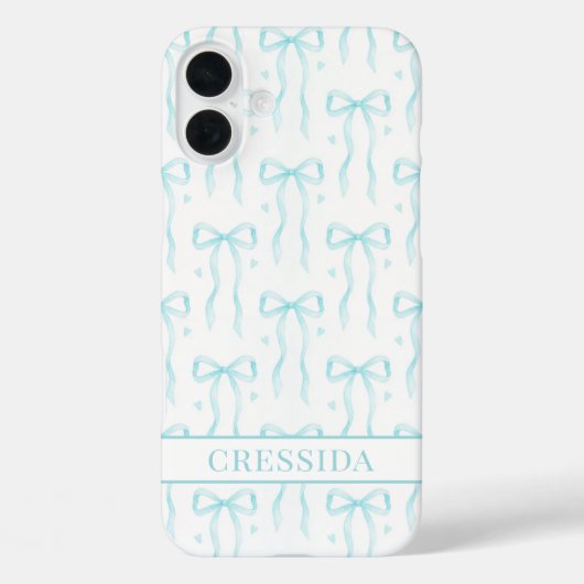 Aqua Coquette Schleifen Monogramm Case-Mate iPhone Hülle (Rückseite)