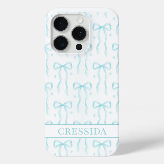 Aqua Coquette Schleifen Monogramm Case-Mate iPhone Hülle (Rückseite)
