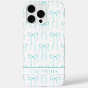 Aqua Coquette Schleifen Monogramm iPhone 16 Pro Max Hülle