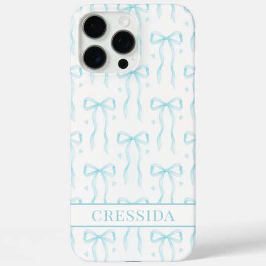 Aqua Coquette Schleifen Monogramm Case-Mate iPhone Hülle (Rückseite)