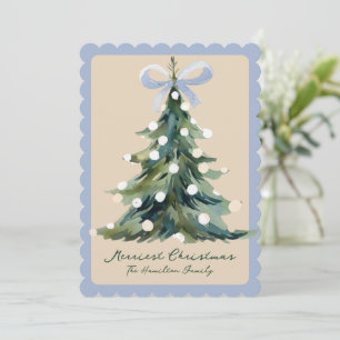 Aqua Coquette Verzierte Rokoko-Schleife Weihnachts Feiertagskarte