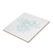 Aqua Coral Branch White Fliese (Seite)