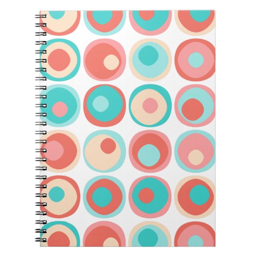 Aqua Coral Circles Notizblock (Vorderseite)