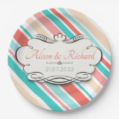 Aqua & Coral Pappteller (Vorderseite)