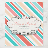 Aqua & Coral Weinetikett (Einzelnes Label)