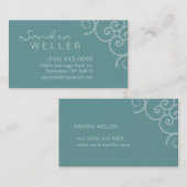 Aqua Corner Swirl Design - Personal Business Card Visitenkarte (Vorne/Hinten)