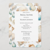 Aqua Cream Beach Muscheln Brautparty Einladung (Vorne/Hinten)