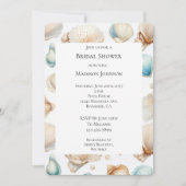 Aqua Cream Beach Muscheln Brautparty Einladung (Vorderseite)