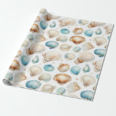 Aqua Cream Beach Muscheln Brautparty Geschenkpapier (Ungerollt)