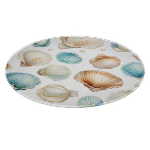 Aqua Cream Beach Shells Brautparty Schneidebrett