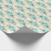 Aqua Cream Gold Floral Geschenkpapier (Ecke)