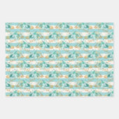 Aqua Cream Gold Floral Geschenkpapier Set (Vorderseite 3)