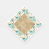 Aqua Cream Gold Floral Serviette (Ecke)