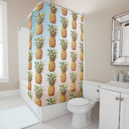 Aqua Cream Happy Tropical Pineapples Duschvorhang