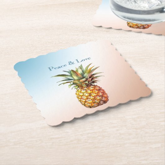 Aqua Cream Happy Tropical Pineapse Untersetzer (angewinkelt)