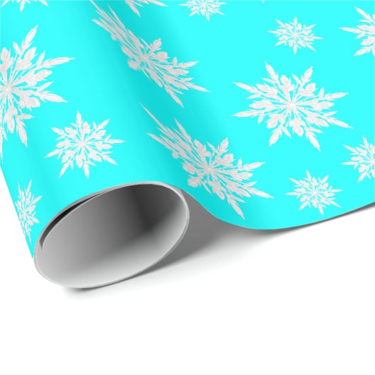 Aqua Crystal Snowflakes Weihnachtsgeschenk Wrap Pa Geschenkpapier (Rolleneckpunkt)