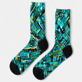 Aqua Cubistic Style Socken (Linkes Detail)