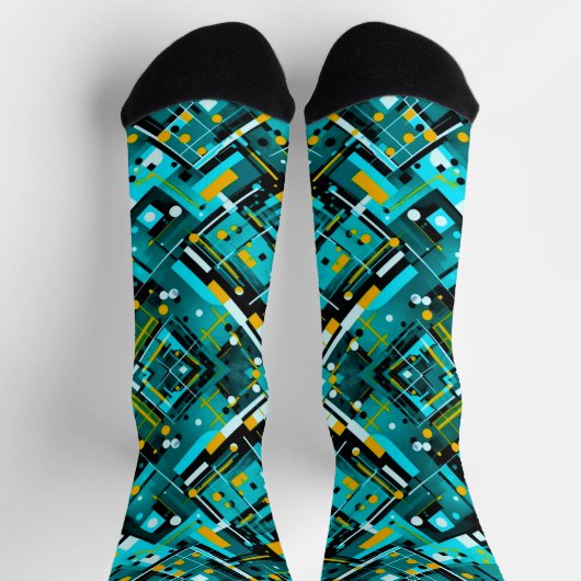 Aqua Cubistic Style Socken (Oben)