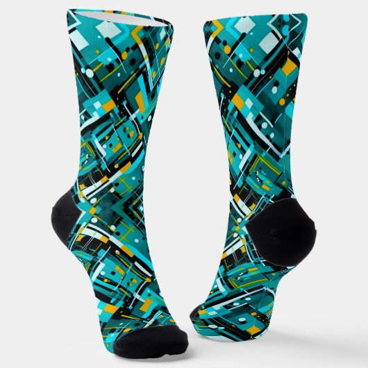Aqua Cubistic Style Socken (Gewinkelt)