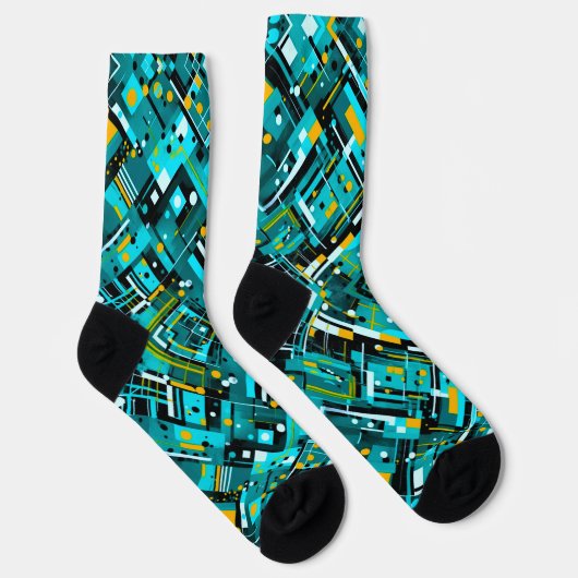 Aqua Cubistic Style Socken (Rechts)
