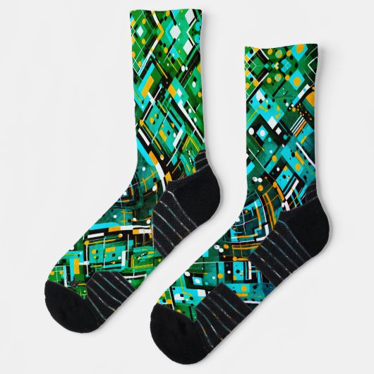 Aqua Cubistic Style Socken (Links)