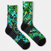 Aqua Cubistic Style Socken (Rechts)