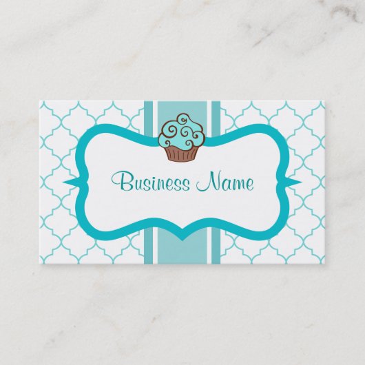 Aqua Cupcake Business Card Visitenkarte (Vorderseite)