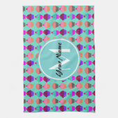 Aqua Cupcake Personalisiert Monogram Küchentuch (Vertikal)