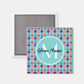 Aqua Cupcake Personalisiert Monogram Magnet (Vorderseite/Rückseite)