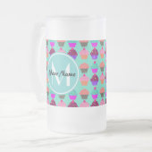 Aqua Cupcake Personalisiert Monogram Mattglas Bierglas (Vorderseite Links)
