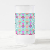 Aqua Cupcake Personalisiert Monogram Mattglas Bierglas (Mittel)