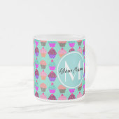 Aqua Cupcake Personalisiert Monogram Mattglastasse (VorderseiteRechts)