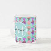 Aqua Cupcake Personalisiert Monogram Mattglastasse (Vorderseite Links)