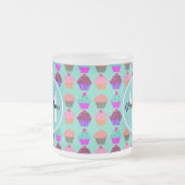 Aqua Cupcake Personalisiert Monogram Mattglastasse (Mittel)