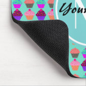 Aqua Cupcake Personalisiert Monogram Mousepad (Ecke)