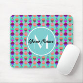 Aqua Cupcake Personalisiert Monogram Mousepad (Mit Mouse)