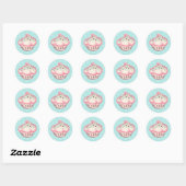 Aqua Cupcake Pink Bäckerei Party Stickers (Blatt)