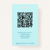 Aqua Custom Employee Photo Company Logo QR Code    Ausweis (Rückseite)