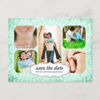 Aqua Custom Foto Save the Date Postkarte