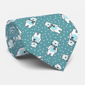 Aqua cute snow polar bear pattern krawatte (Gerollt)