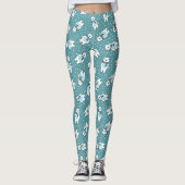 Aqua cute snow polar bear pattern leggings (Vorderseite)