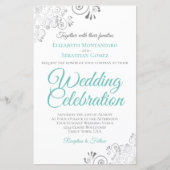 Aqua Cyan on White BUDGET Hochzeit einladen große (Vorderseite)