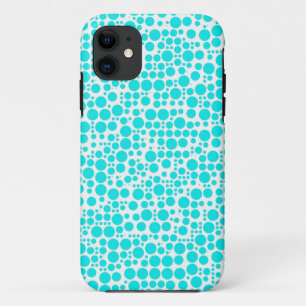 Aqua (Cyan) Polka Punkte auf weißem Hintergrund Case-Mate iPhone Hülle